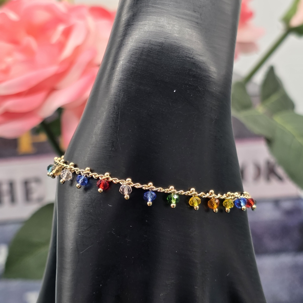 Multicolor Beaded Gold Bracelet